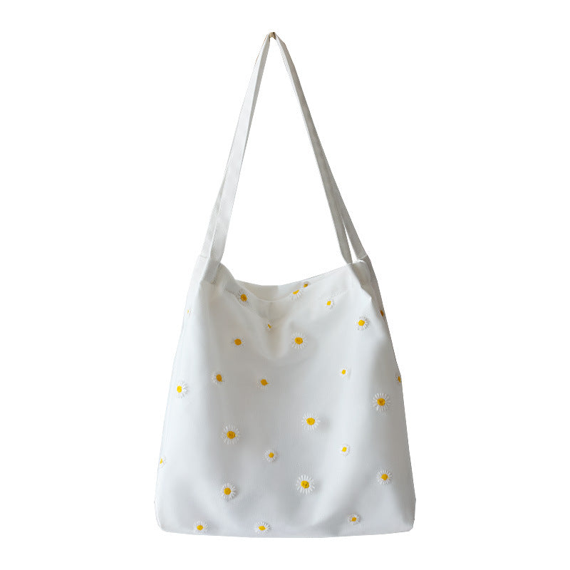 Women's Canvas Lace Mesh Little Daisy Woven Shoulder Bags