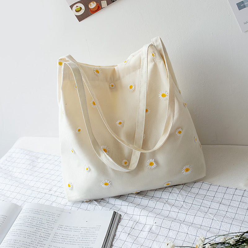 Women's Canvas Lace Mesh Little Daisy Woven Shoulder Bags
