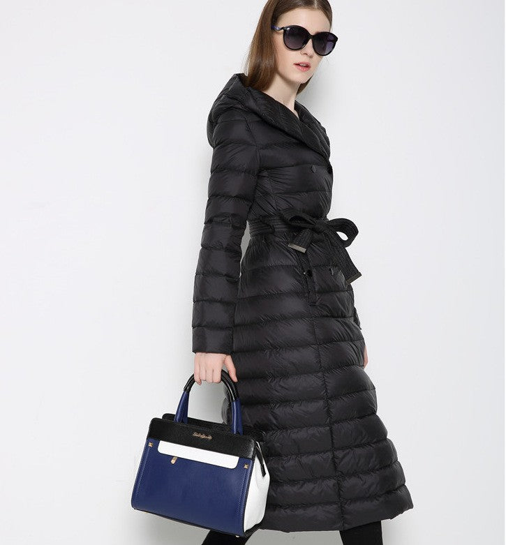 Women's Knee Super Extended Thin Hood Slim Slimming Jackets