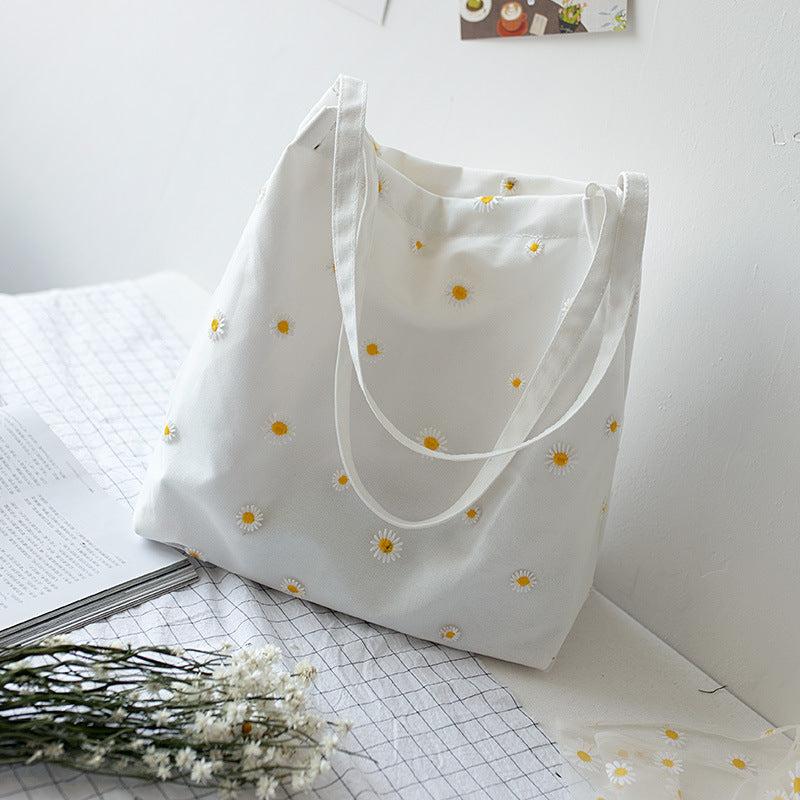 Women's Canvas Lace Mesh Little Daisy Woven Shoulder Bags