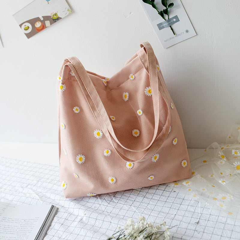 Women's Canvas Lace Mesh Little Daisy Woven Shoulder Bags