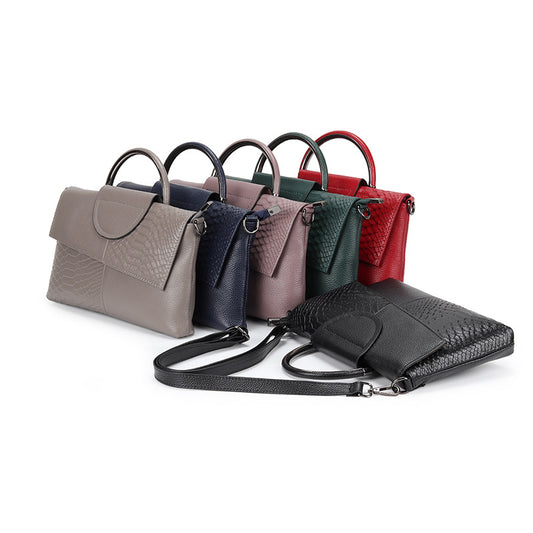 Women's First Layer Cowhide Embossed Crocodile Pattern Crossbody Bags