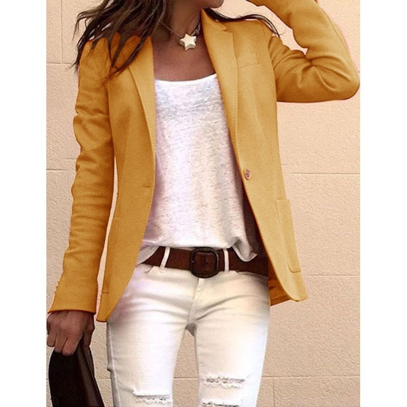Women's Candy Color Long Sleeve Commuter Style Coats