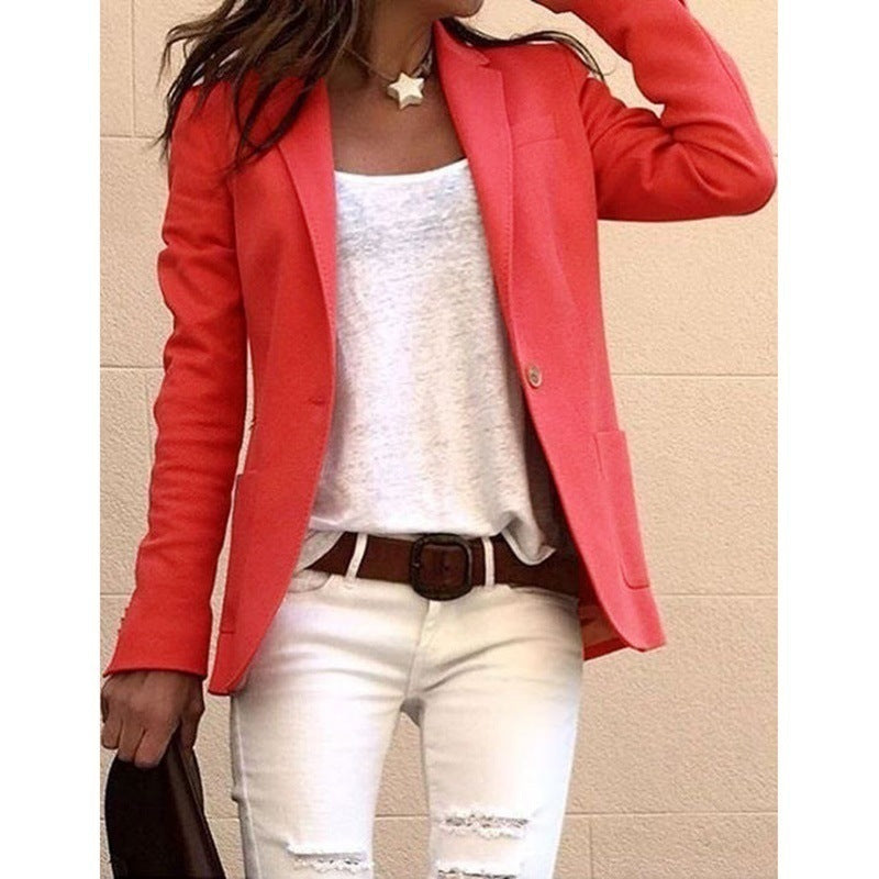 Women's Candy Color Long Sleeve Commuter Style Coats