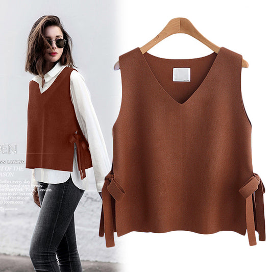 Innovative Knitted Pullover Loose Outer Sleeveless Vests