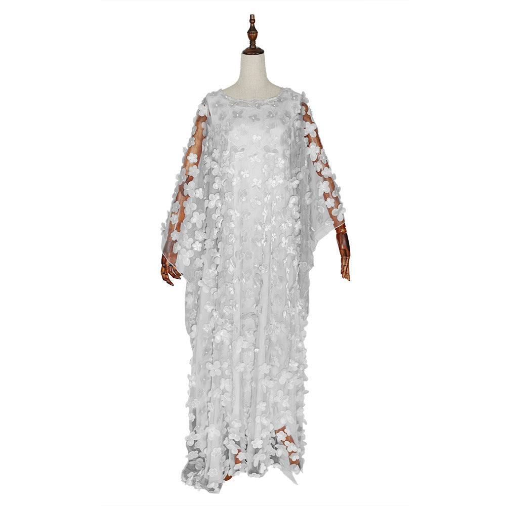 Women's African Wear Dress Three-dimensional Embroidery Flower Dresses