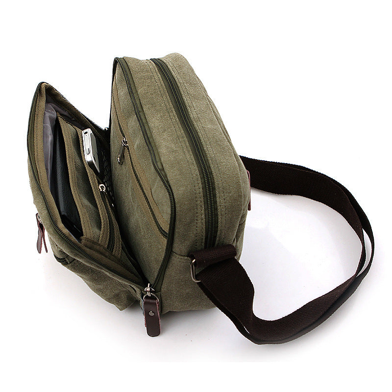 Men's Fashion Solid Color Canvas Trendy Cool Men's Shoulder Bags