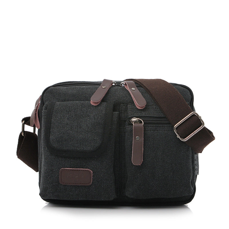 Men's Fashion Solid Color Canvas Trendy Cool Men's Shoulder Bags
