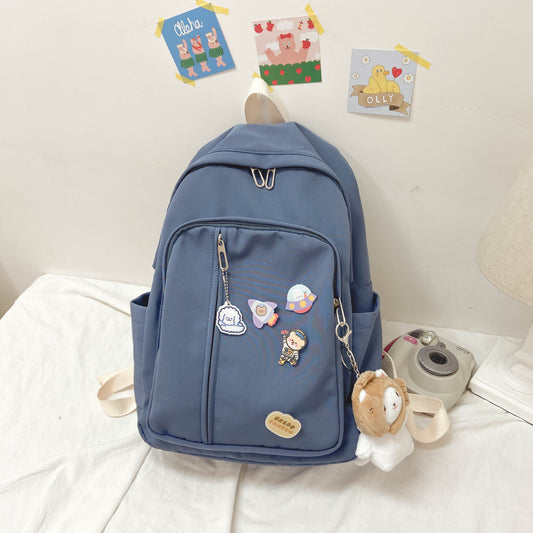 Female Korean Simple Solid Color Fashion Backpacks