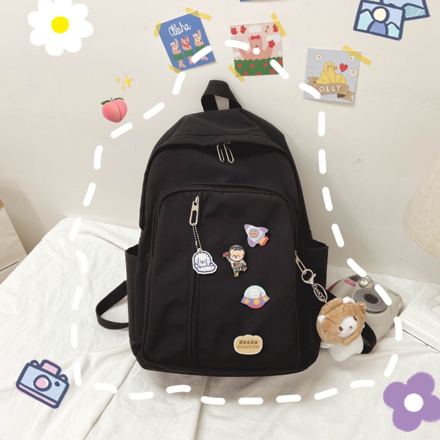 Female Korean Simple Solid Color Fashion Backpacks