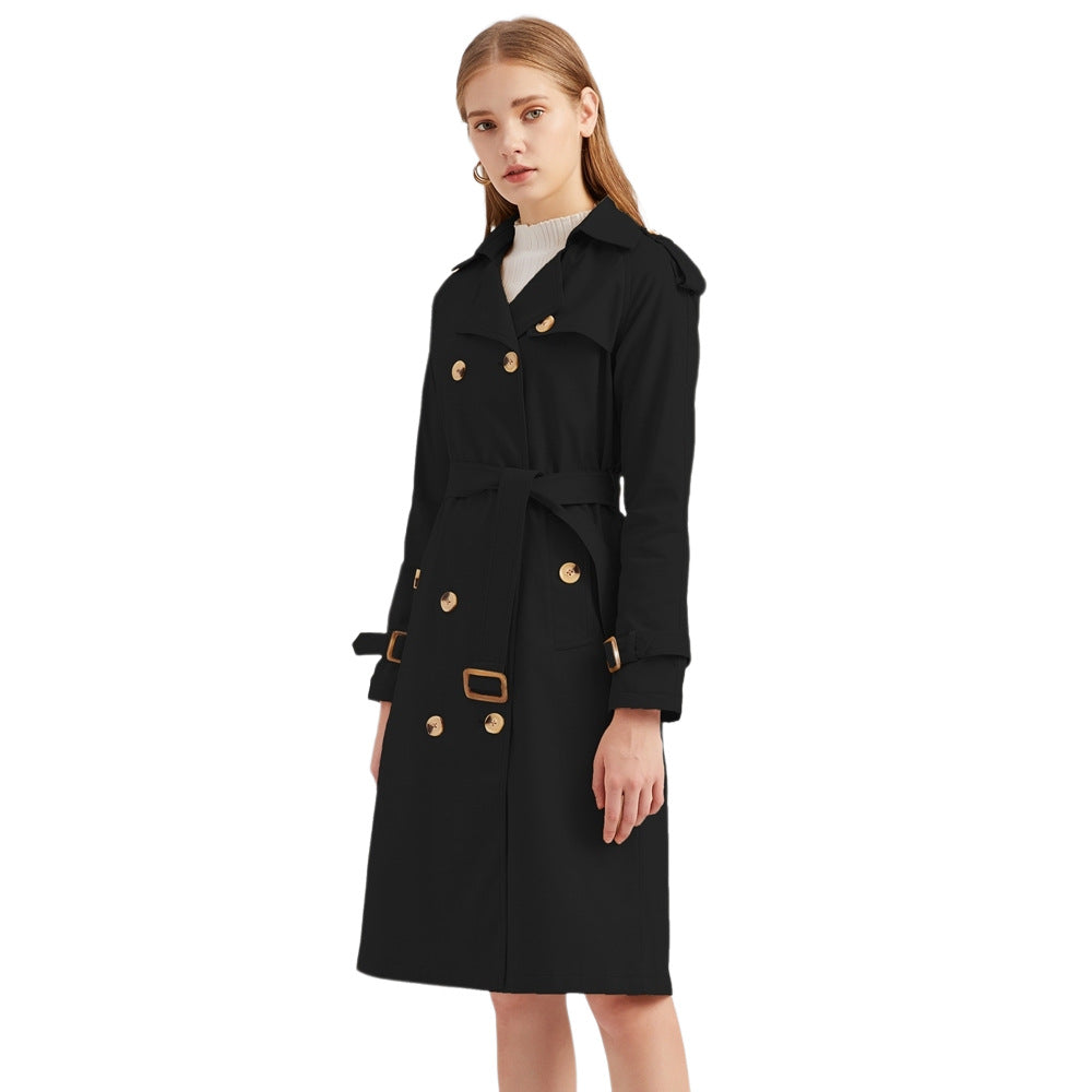 Women's European Windbreaker Long Waist Cotton Fashionable Jackets