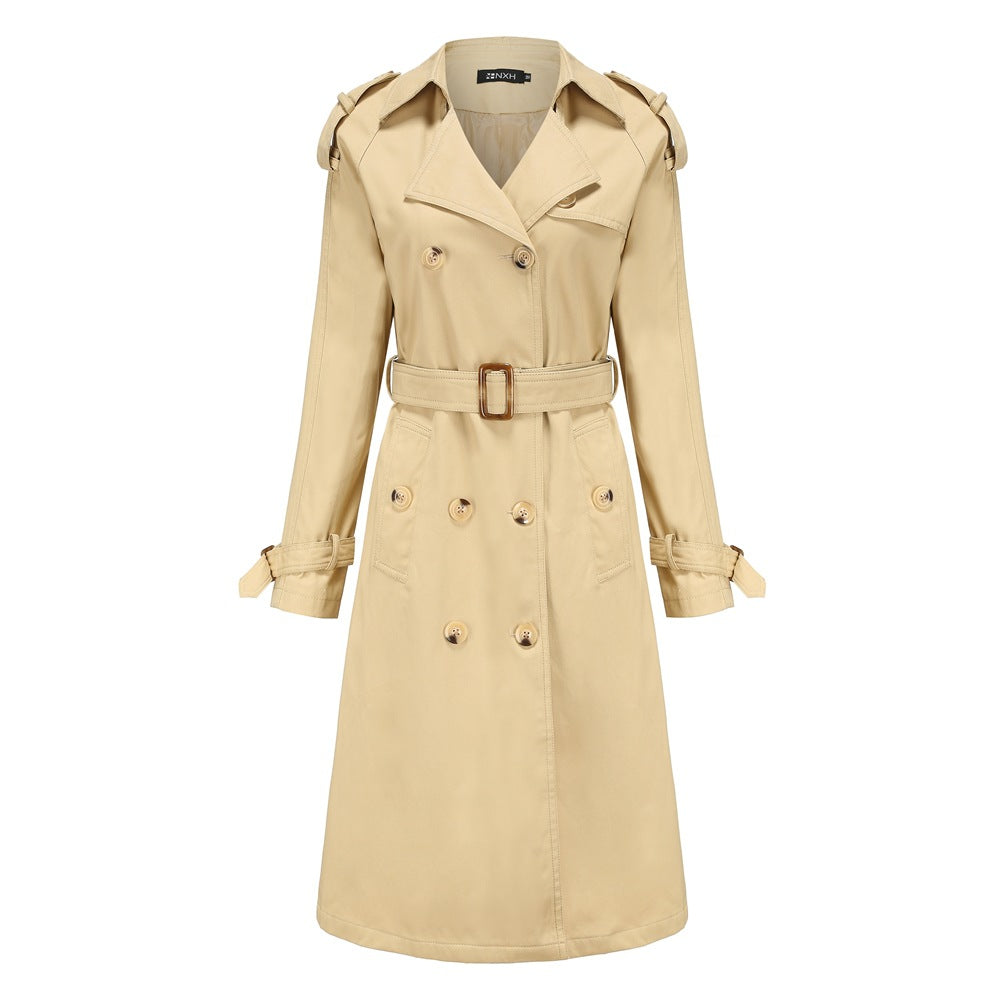 Women's European Windbreaker Long Waist Cotton Fashionable Jackets