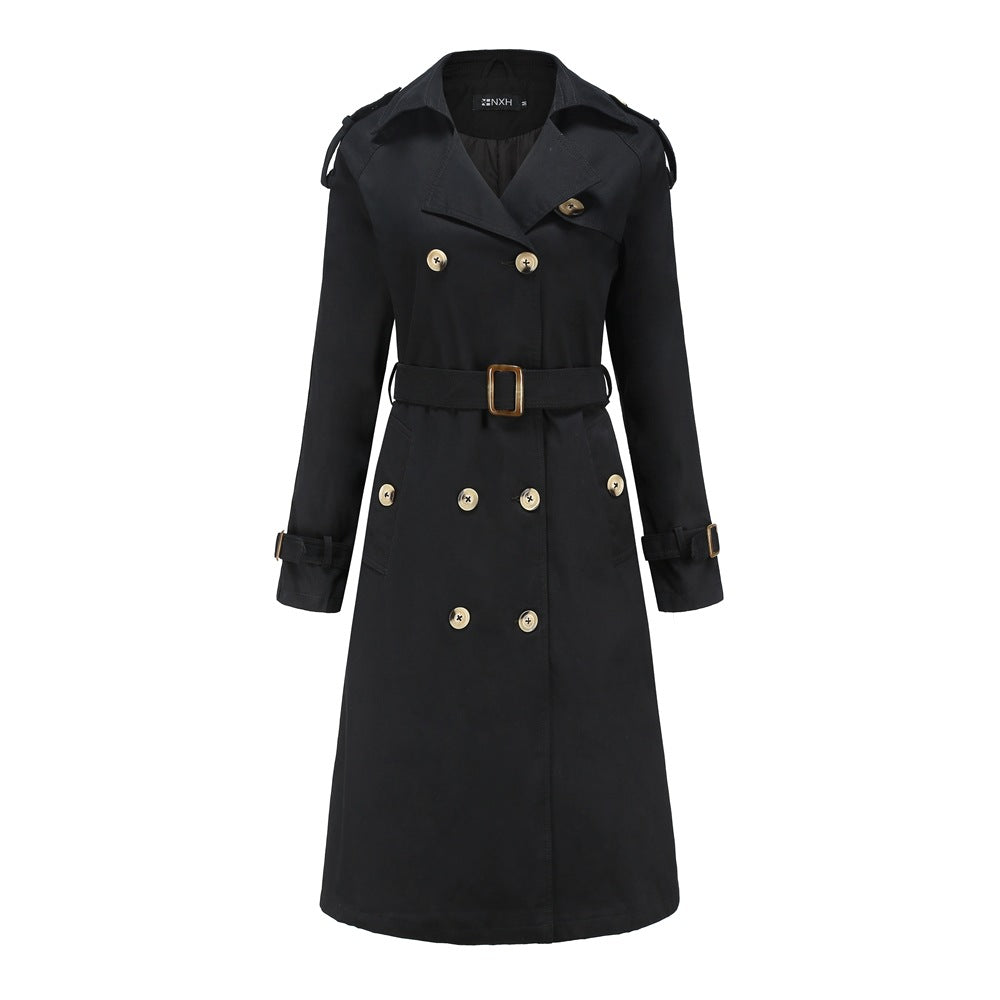 Women's European Windbreaker Long Waist Cotton Fashionable Jackets