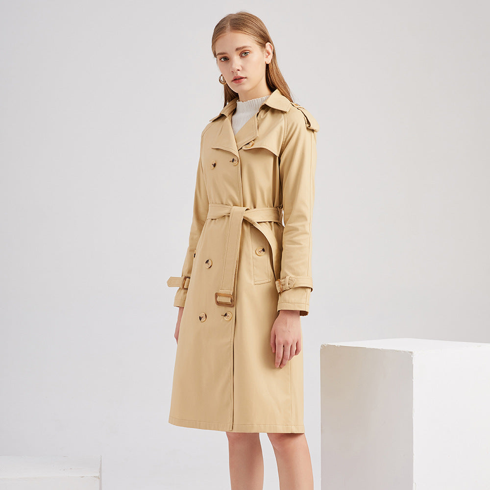 Women's European Windbreaker Long Waist Cotton Fashionable Jackets