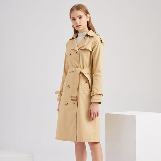 Women's European Windbreaker Long Waist Cotton Fashionable Jackets