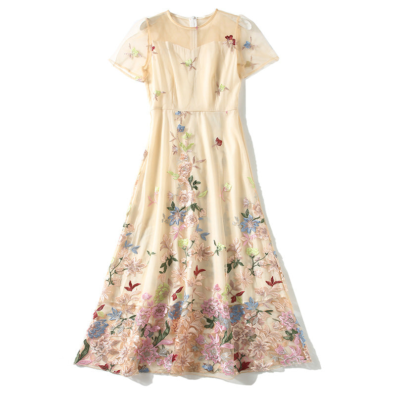 Women's Belly Covering Slimming Round Neck Waist Dresses