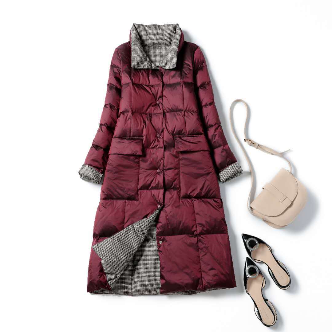 Women's Double-sided Wear Down Mid-length Korean Slimming Jackets