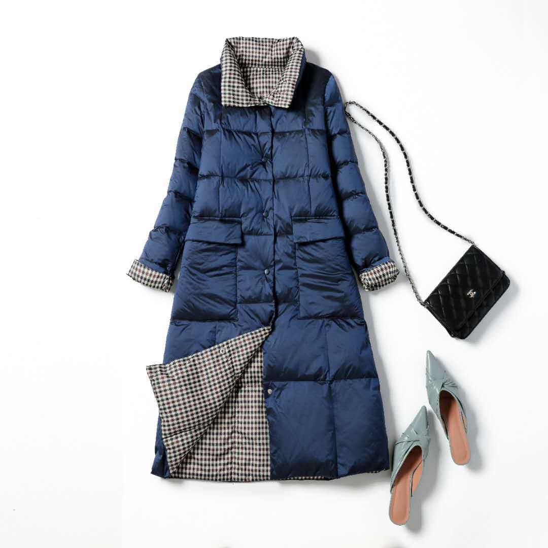 Women's Double-sided Wear Down Mid-length Korean Slimming Jackets