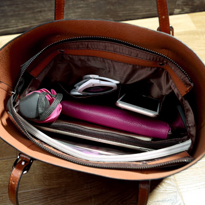 Women's Fashion Trendy Oil Wax Leather Handbags