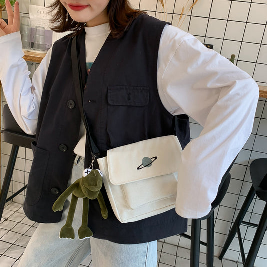 Women's New Canvas Artistic Style Korean Shoulder Bags