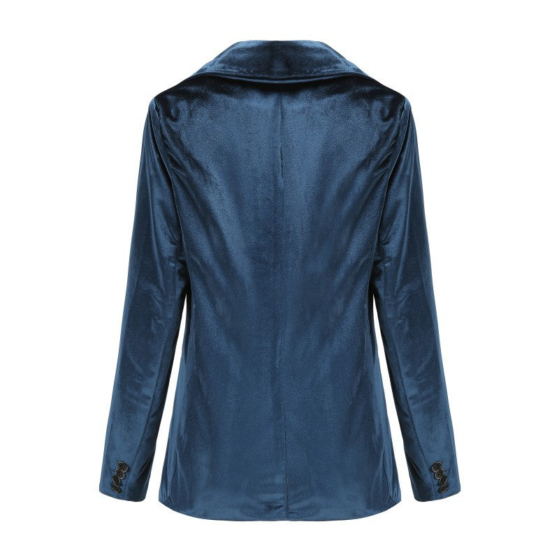 Women's Solid Color Simple Gold Veet Small Blazers