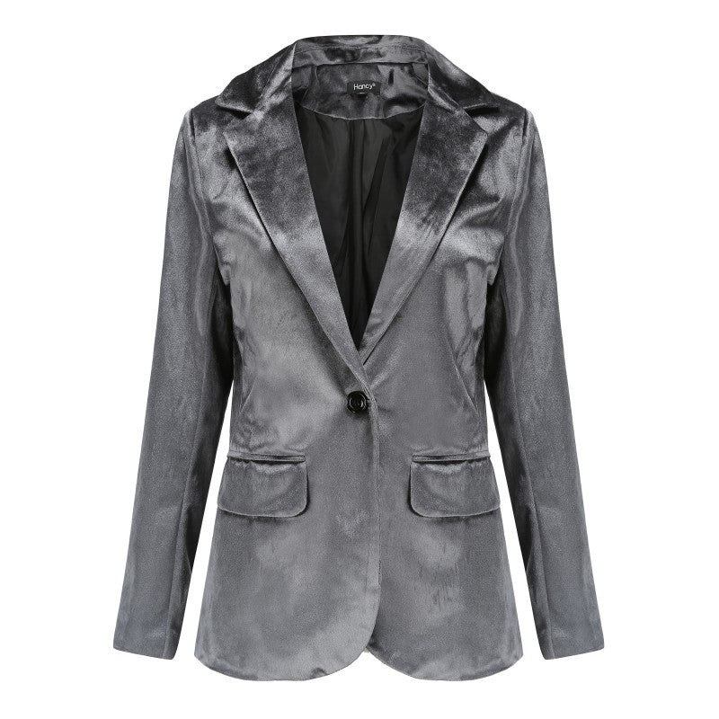 Women's Solid Color Simple Gold Veet Small Blazers