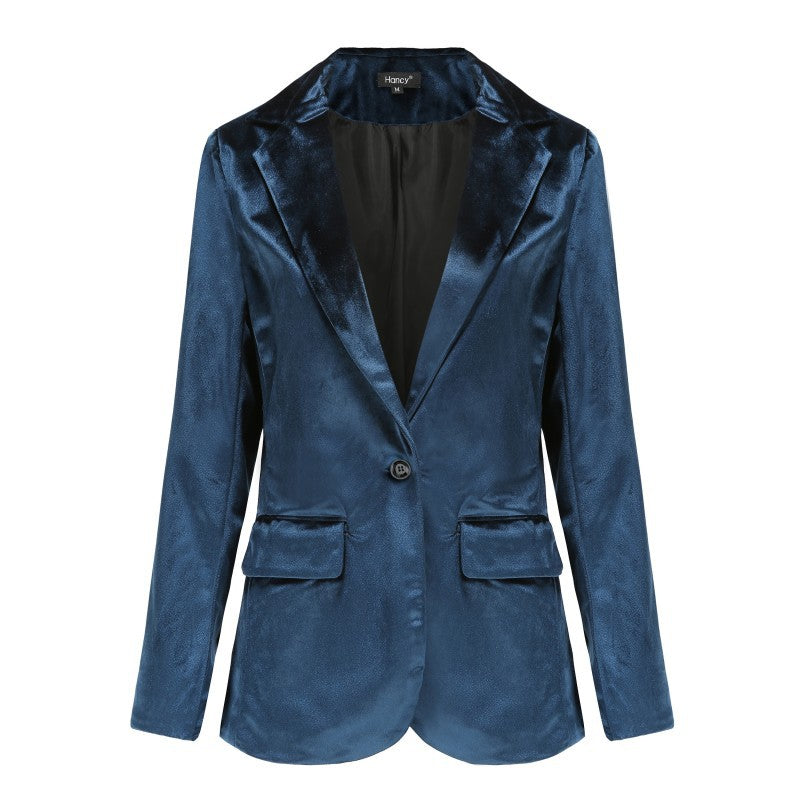 Women's Solid Color Simple Gold Veet Small Blazers