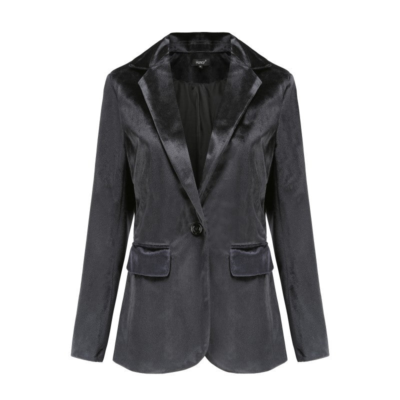 Women's Solid Color Simple Gold Veet Small Blazers