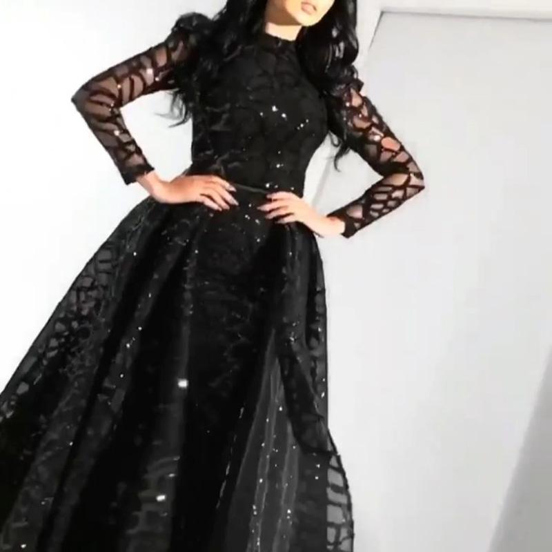 Women's Long Sleeve Sequined Large Swing Dress Wedding Dresses