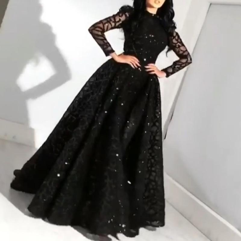 Women's Long Sleeve Sequined Large Swing Dress Wedding Dresses