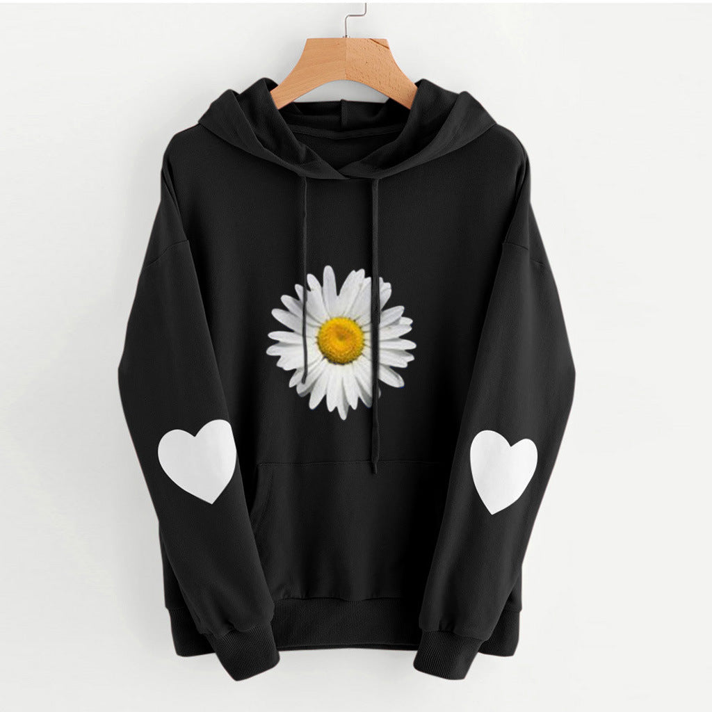 Women's Clothes Loose Hooded Print Casual Sweatshirt Women's Sweater, Sweater