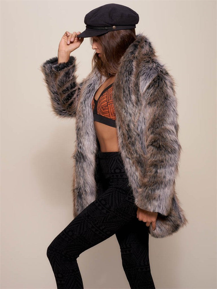 Women's Glamorous Warm Imitation Fur Fashion Coats