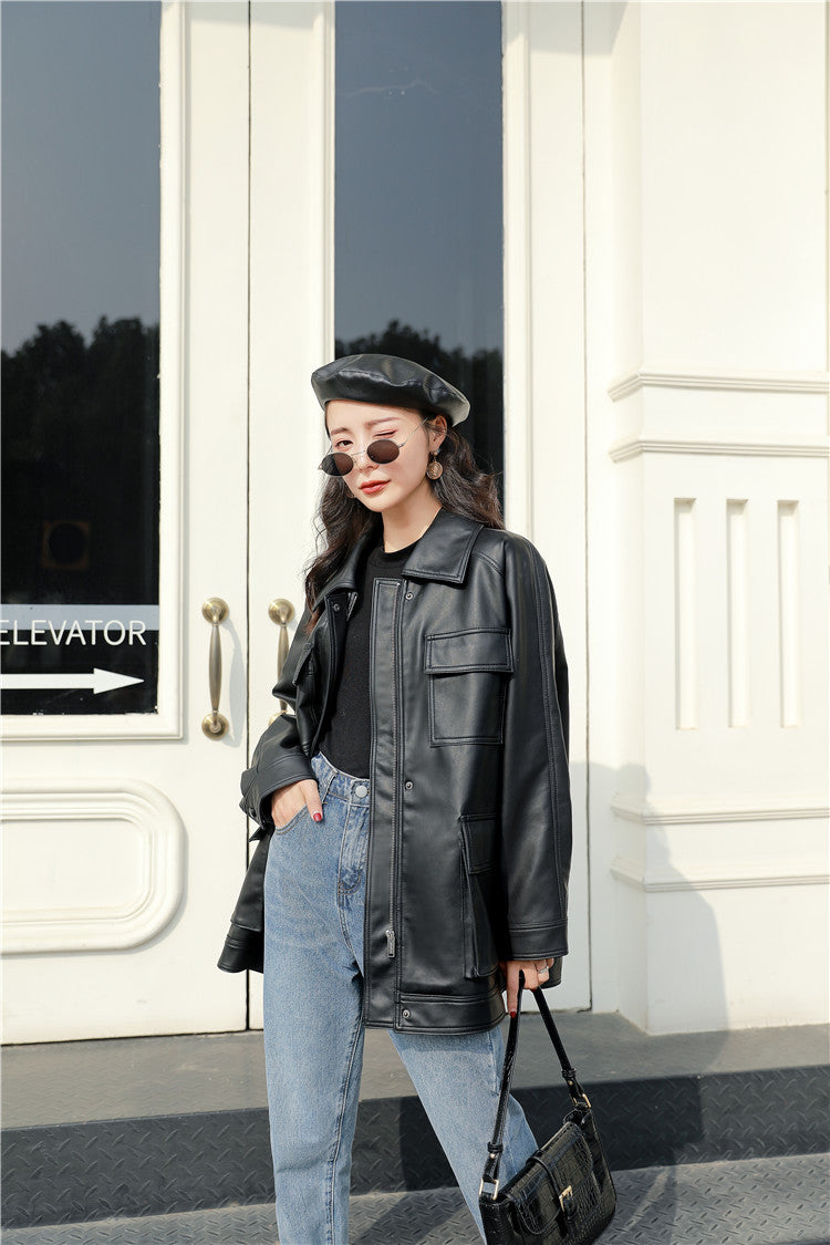 Women's Early Spring Style Loose Retro Belt Jackets
