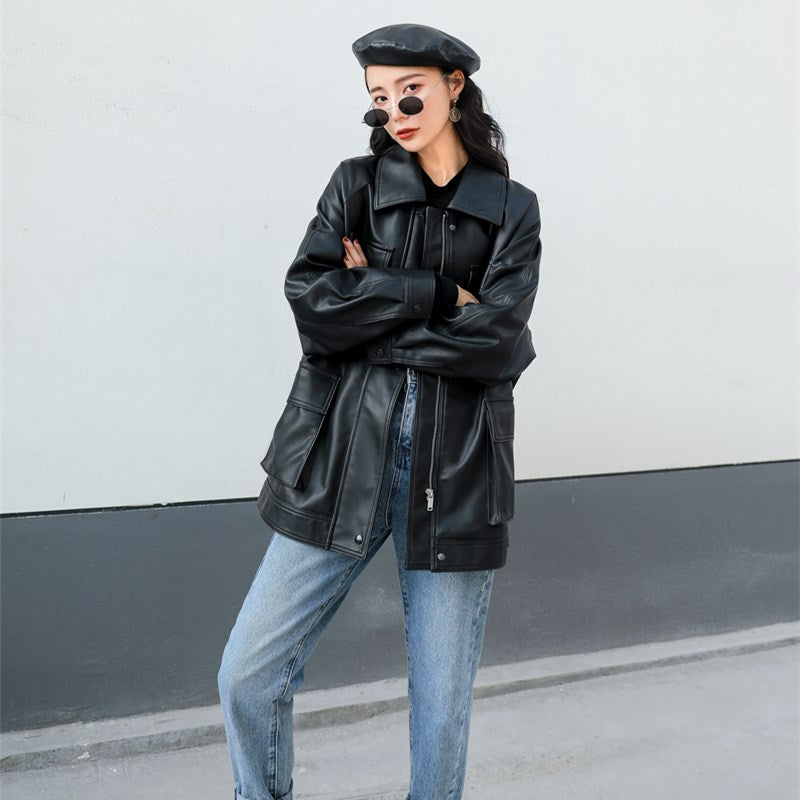 Women's Early Spring Style Loose Retro Belt Jackets