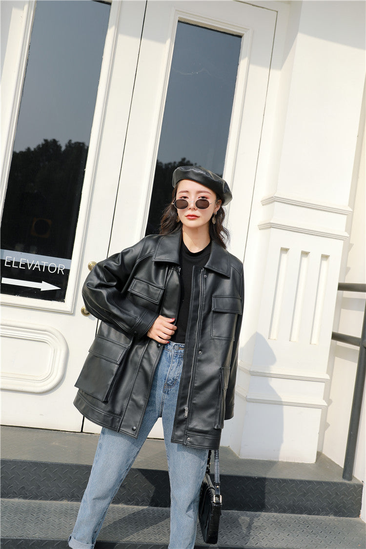 Women's Early Spring Style Loose Retro Belt Jackets