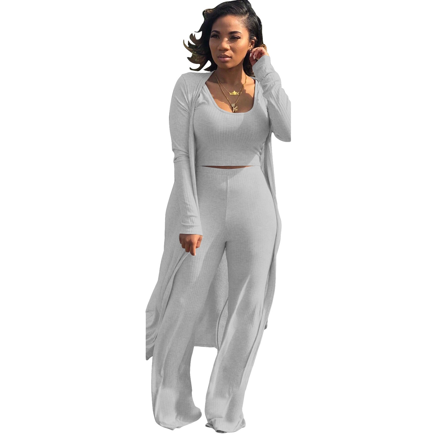 Women's Elastic Sunken Stripe Three-piece Tight Sexy Suits