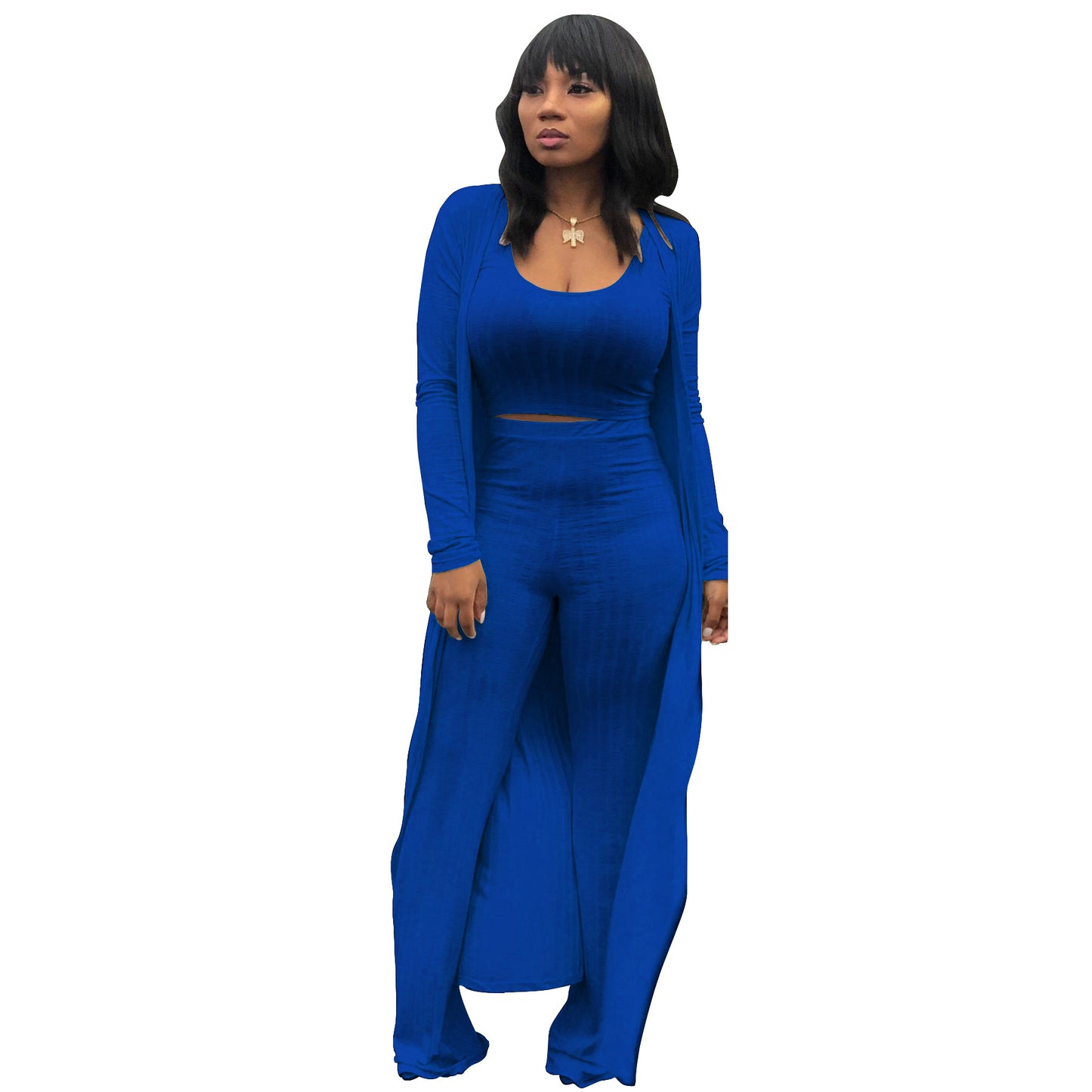 Women's Elastic Sunken Stripe Three-piece Tight Sexy Suits