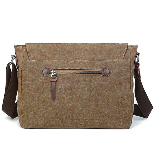 Unique Solid Color Canvas Fashion Processing Men's Messenger Bags