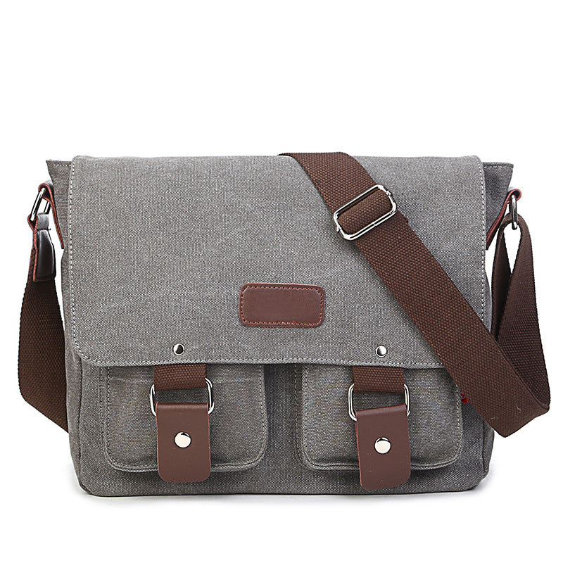 Unique Solid Color Canvas Fashion Processing Men's Messenger Bags