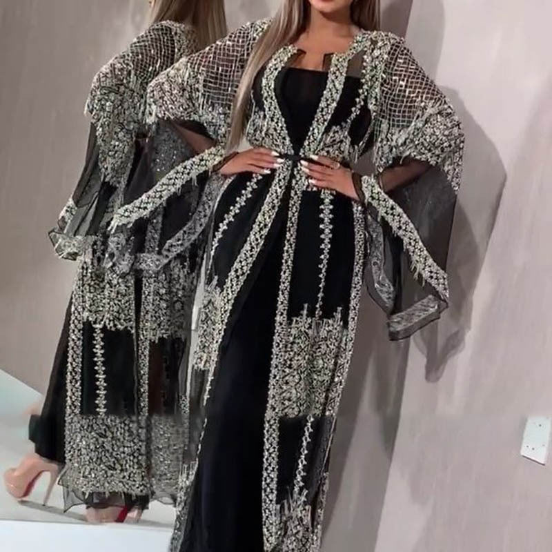 Women's Bronzing Sexy Two-piece With Shawl Banquet Suits