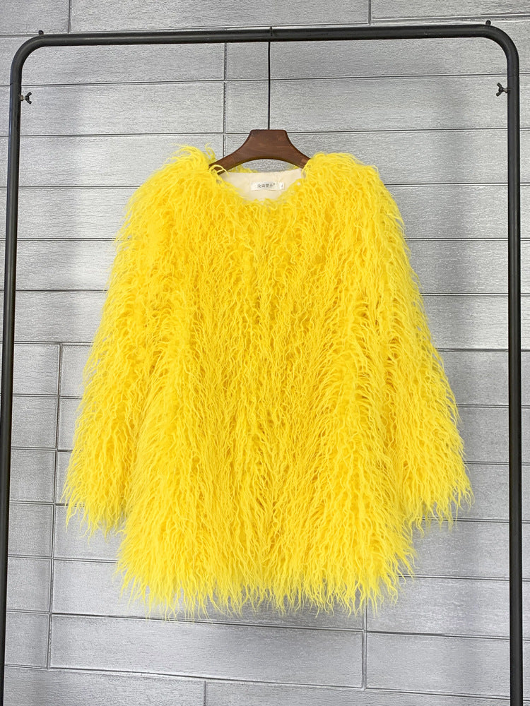 Women's Fur Faux Korean Style Solid Color Coats