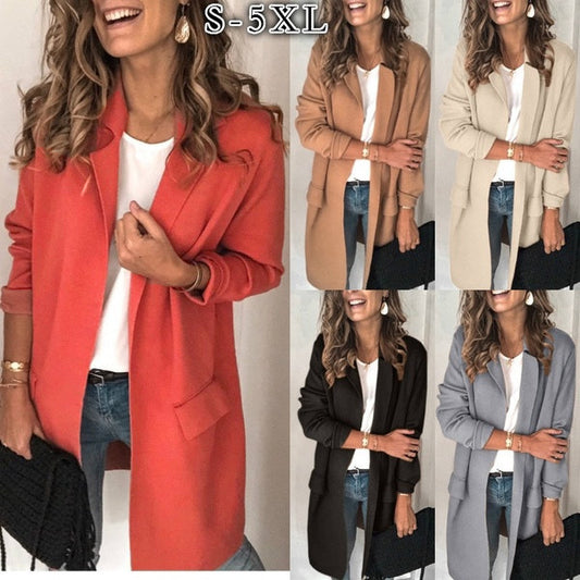 Women's Solid Color Long Sleeve Faux Pocket Suits