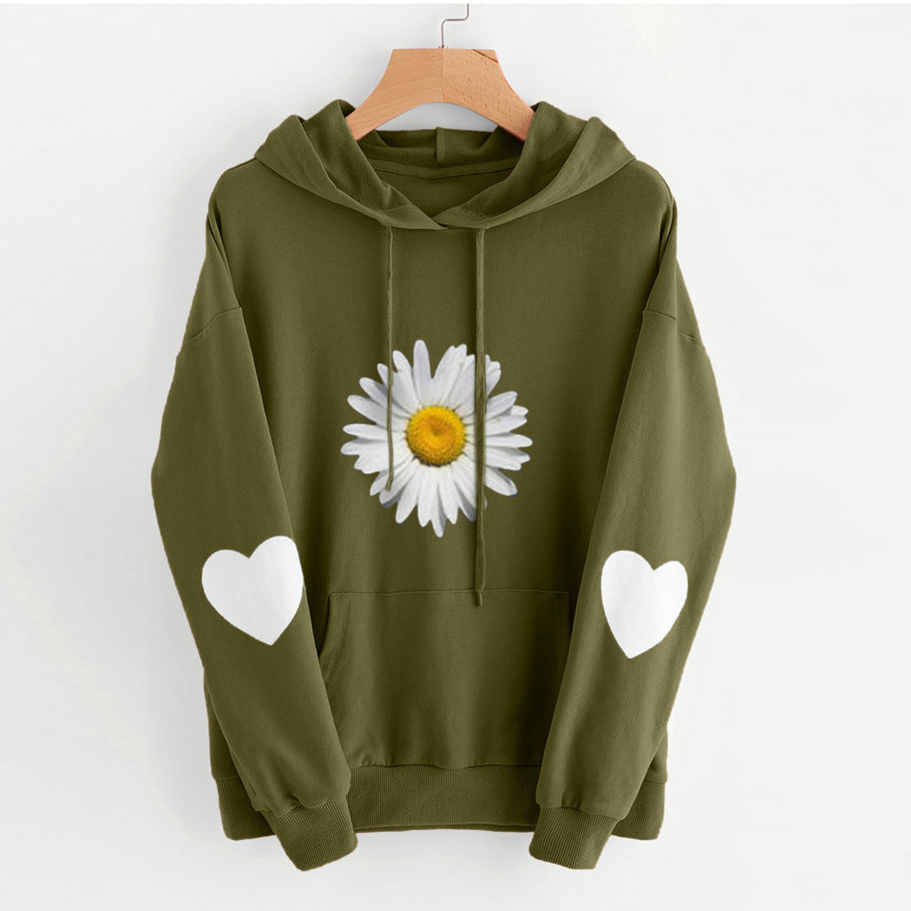 Women's Clothes Loose Hooded Print Casual Sweatshirt Women's Sweater, Sweater