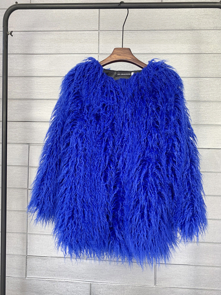 Women's Fur Faux Korean Style Solid Color Coats