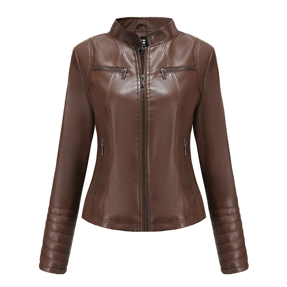 Women's Leather Thin Motorcycle European Chic Jackets