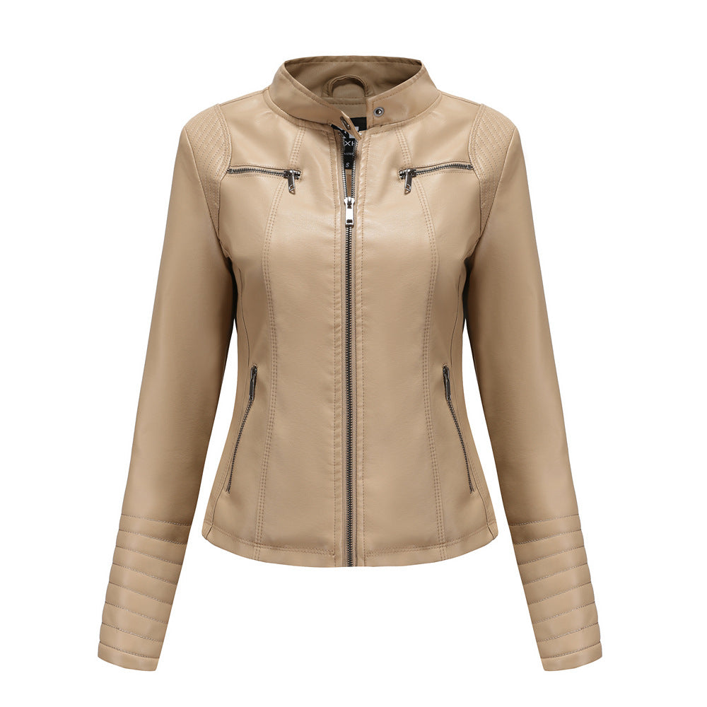 Women's Leather Thin Motorcycle European Chic Jackets
