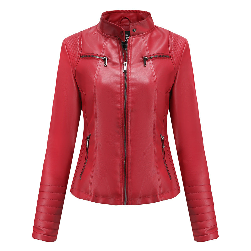 Women's Leather Thin Motorcycle European Chic Jackets