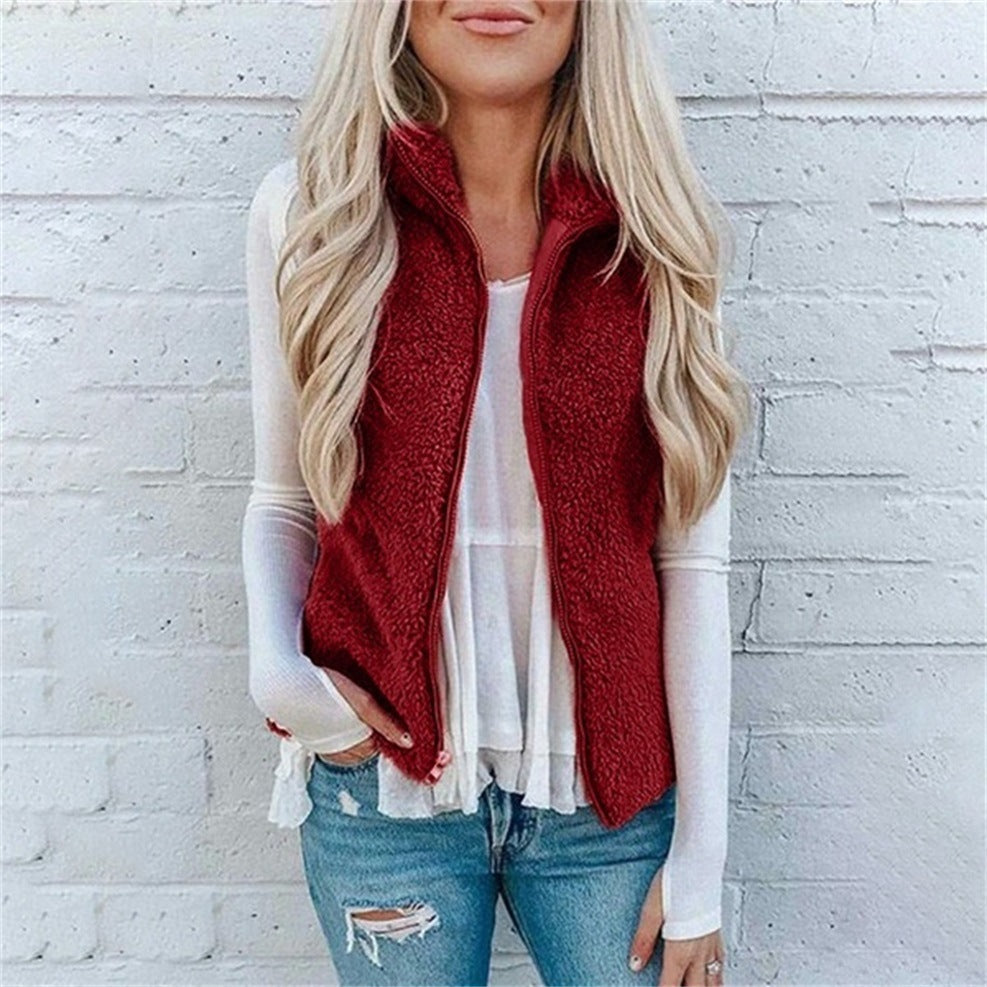Slouchy Pretty Women's Pocket Zipper Plush Coats
