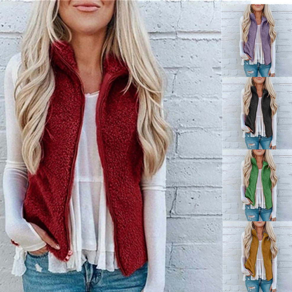 Slouchy Pretty Women's Pocket Zipper Plush Coats