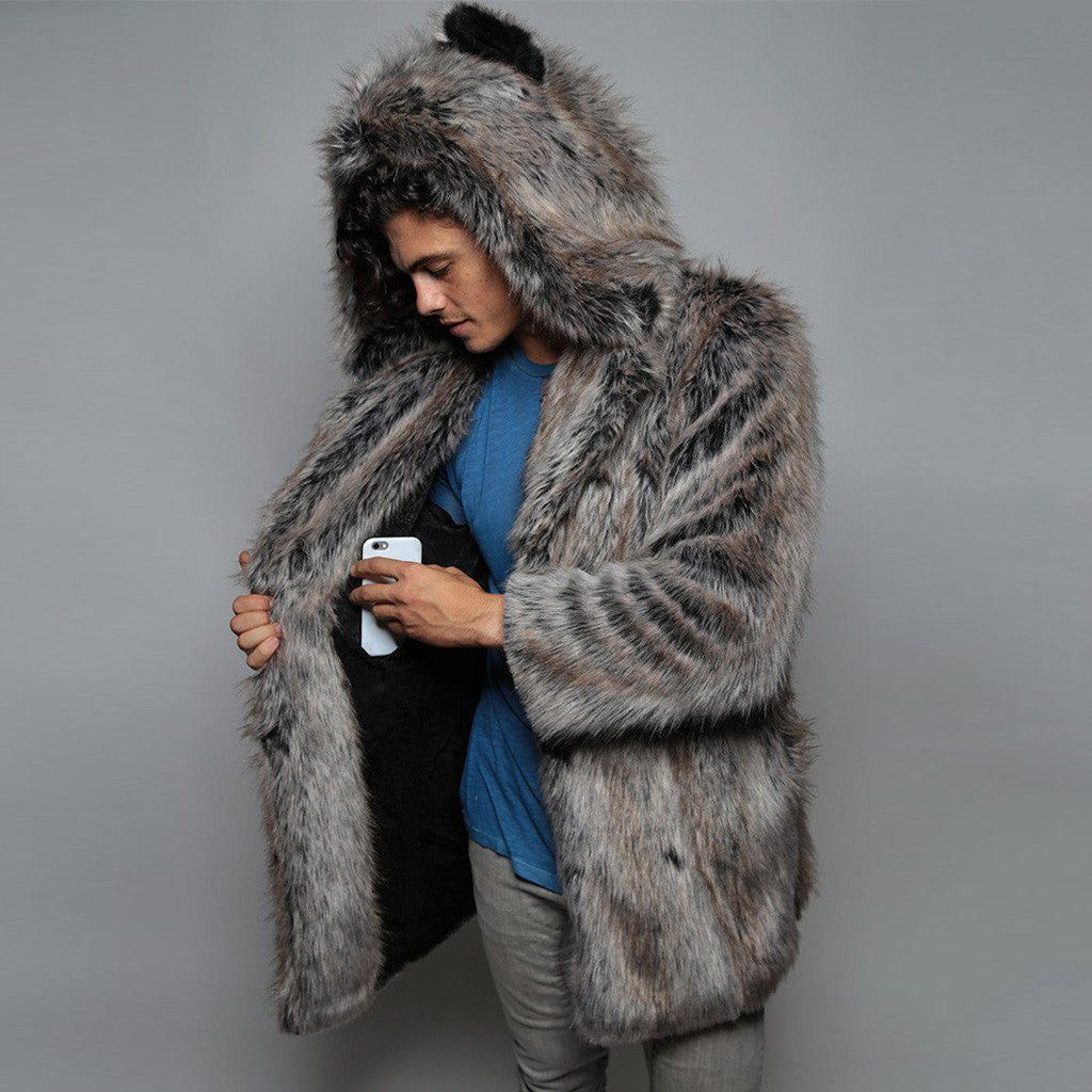 Men's Fur Winter Leisure Warm Marten Overcoats Coats